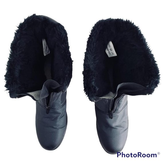 Comb Last Woman's Sz 11M Snow boots black almond toe fur lined rubber soles - Picture 6 of 12